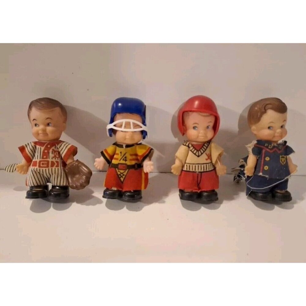 Uneeda PeeWees Pocket Boy Dolls Sports 4 Vintage 1966 Hee Wee 3.5" - Picture 1 of 16
